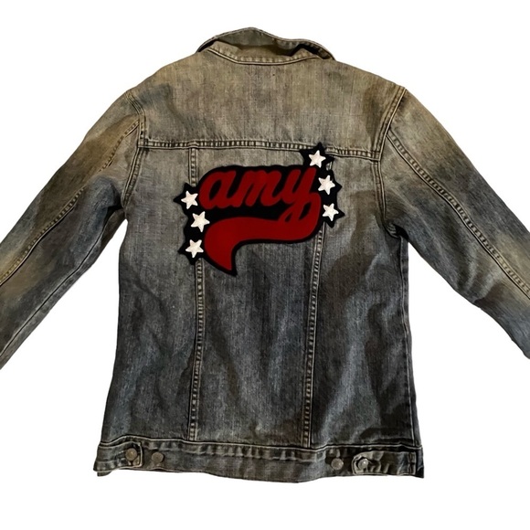 Rails Custom Knox Letterman Vintage Wash Distressed Denim Jacket Amy Small - Picture 7 of 16